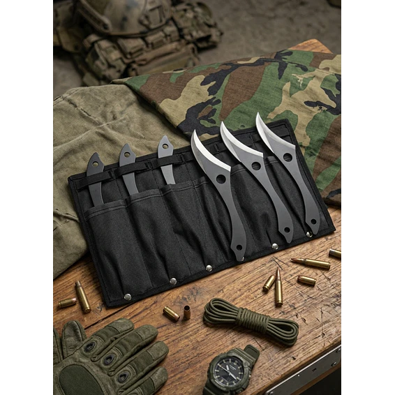 Set Completo de 6 Cuchillos Lanzadores Tácticos Militares y de Defensa (19 cm) 1