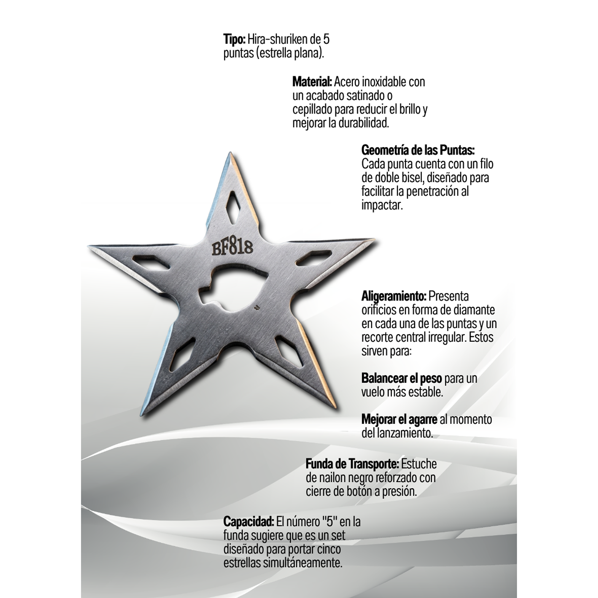 Shuriken Estrella Ninja de 5 Puntas - Táctico Militar 9.5cm 3