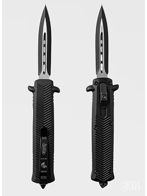 Navaja de Apertura Rápida Retráctil Negra con Clip - 19.5 cm