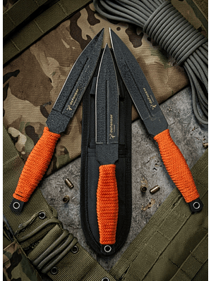 Set 3 Cuchillos Lanzamiento Defensor 15cm Acero Mango Cuerda