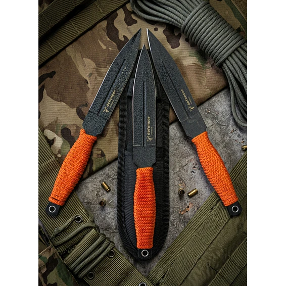 Set 3 Cuchillos Lanzamiento Defensor 15cm Acero Mango Cuerda 1
