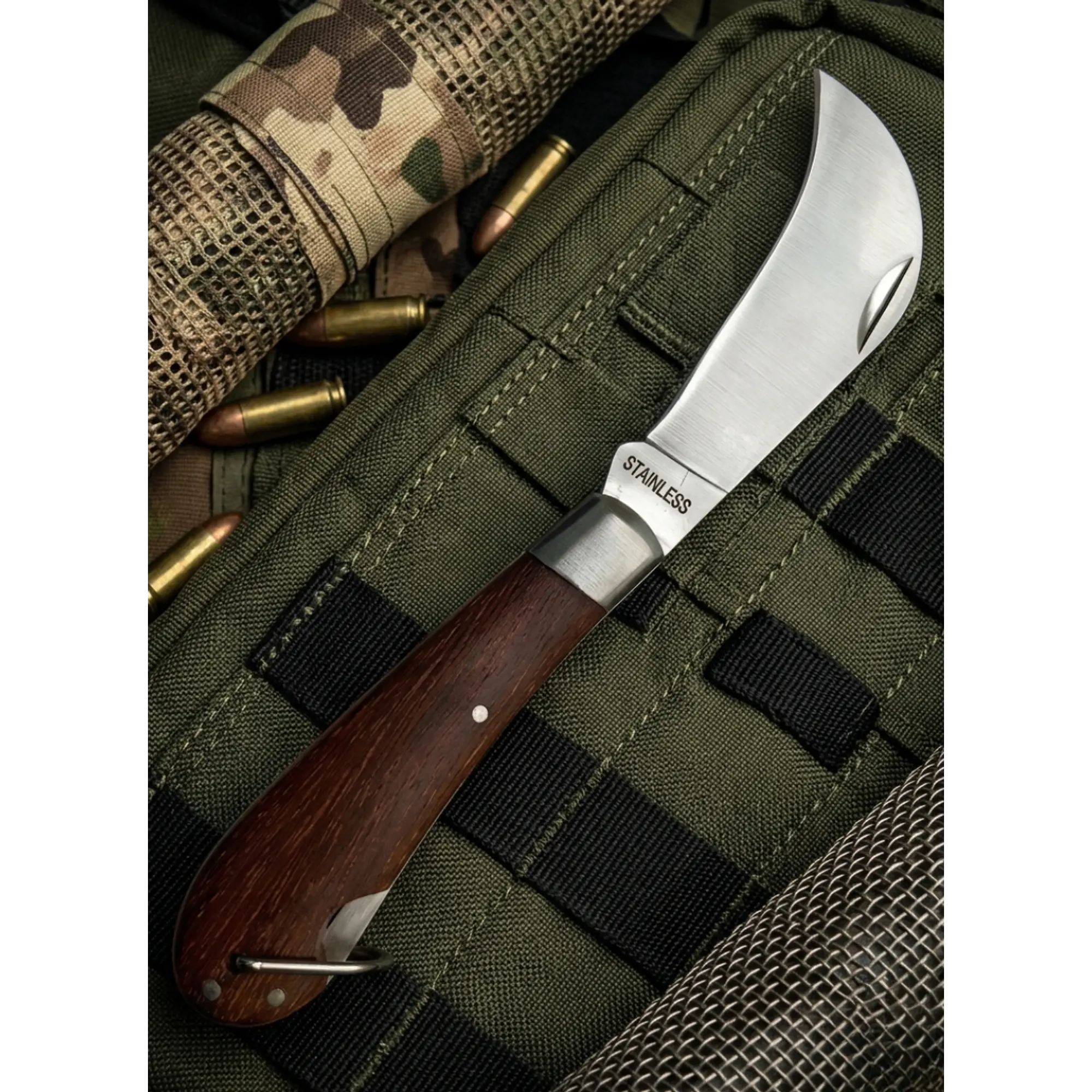 Navaja Cortapluma Corvo 18cm Mango Madera Acero Inoxidable 1