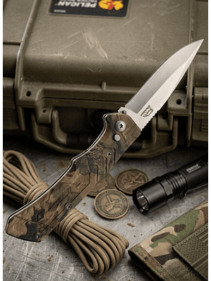 Cuchillo Automático Táctico 21cm - Diseño Pixelado Camuflaje Outdoor