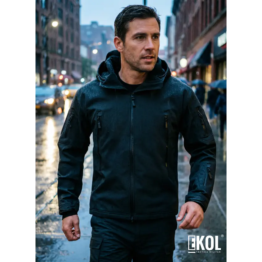 CHAQUETA  SOFTSHELL CON CAPUCHA – IMPERMEABLE, RESISTENTE  VERSÁTIL 2