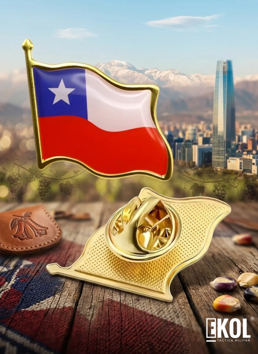 Broche Tipo Piocha Bandera De Chile Por Unidad- Calidad Superior
