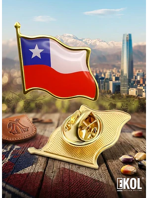 Broche Tipo Piocha Bandera De Chile Por Unidad- Calidad Superior 