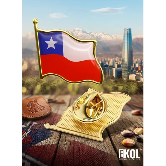 Broche Tipo Piocha Bandera De Chile Por Unidad- Calidad Superior  1