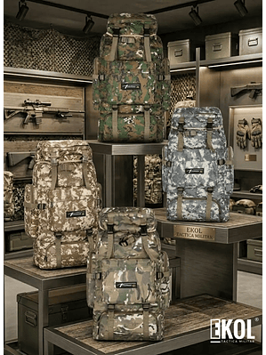 Mochila Camuflaje Táctica Militar 80 Litros Gran Capacidad Impermeable Camping Trekking