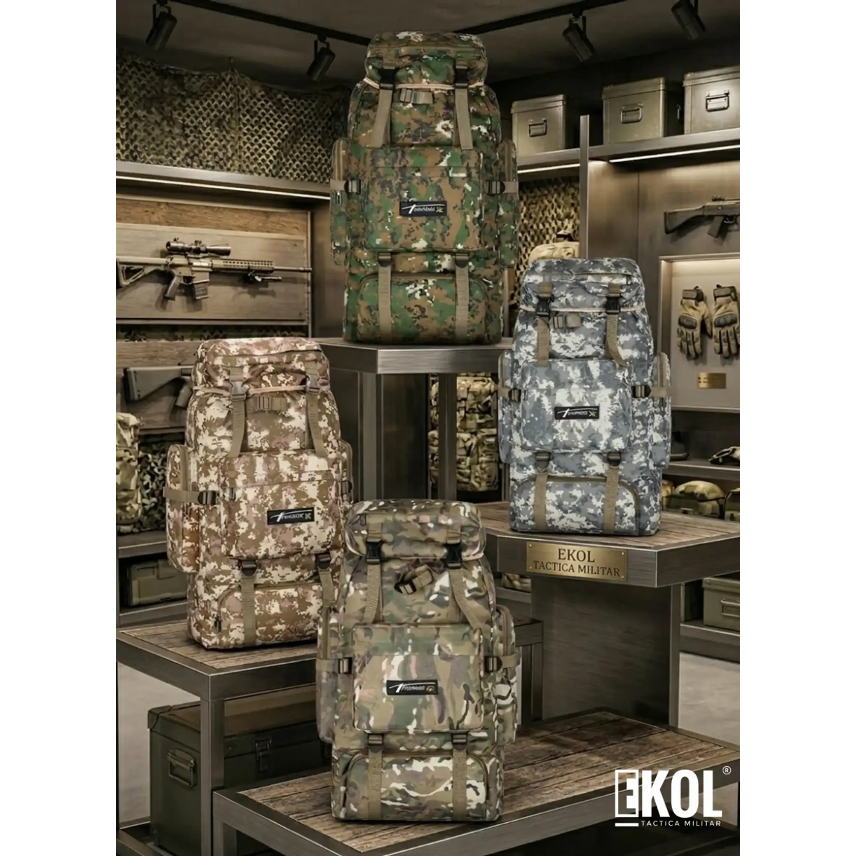 Mochila Camuflaje Táctica Militar 80 Litros Gran Capacidad Impermeable Camping Trekking 1