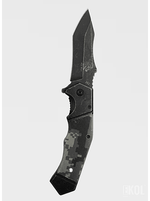 Navaja Militar Cortapluma 20cm Pixelada - Cuchillo de Caza, Camping y Supervivencia