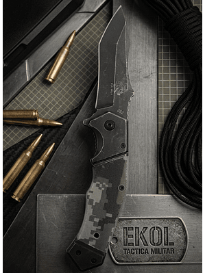 Navaja Militar Cortapluma 20cm Pixelada - Cuchillo de Caza, Camping y Supervivencia