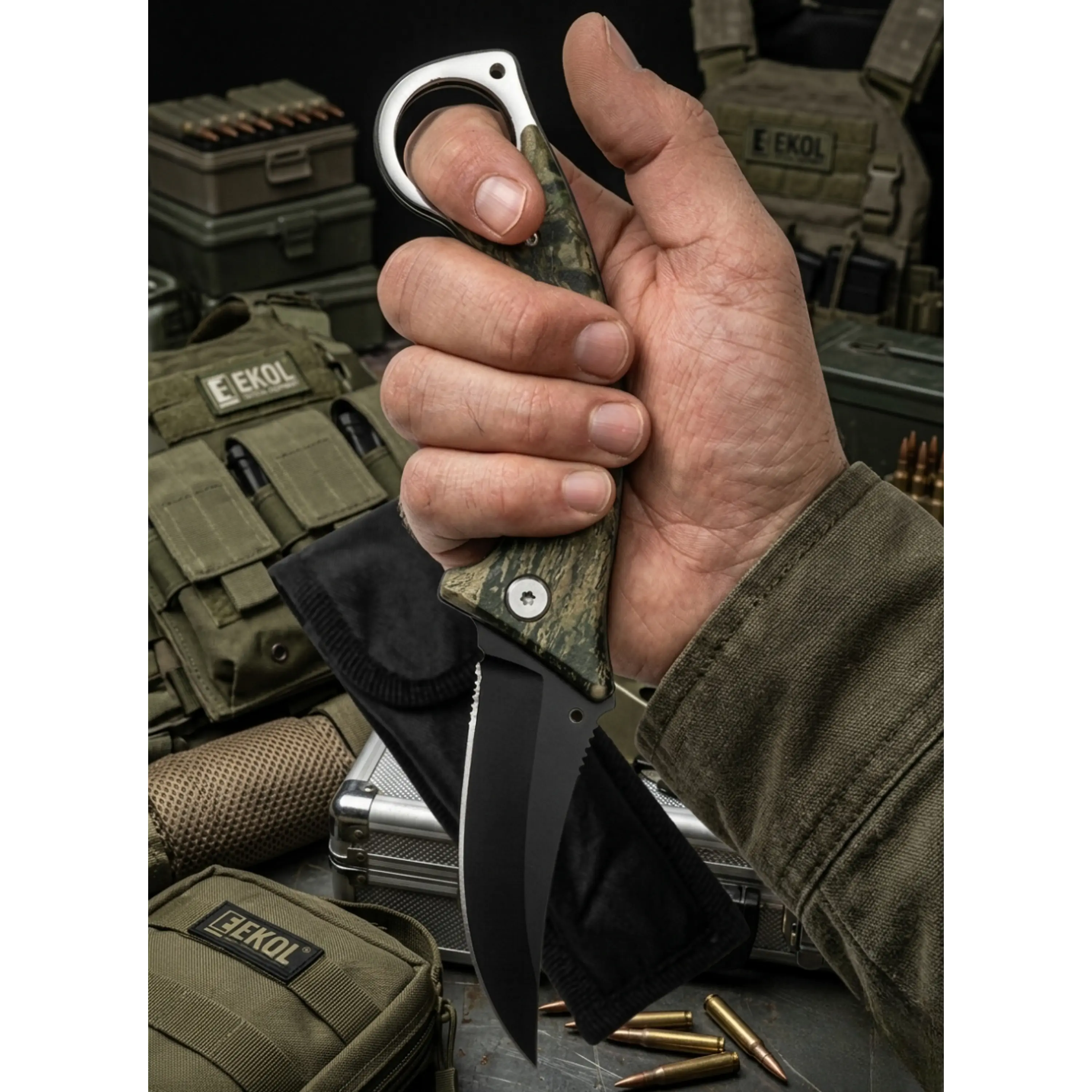 Cuchillo Táctico Militar Karambit Cortapluma Caza Ramas 20 cm 1