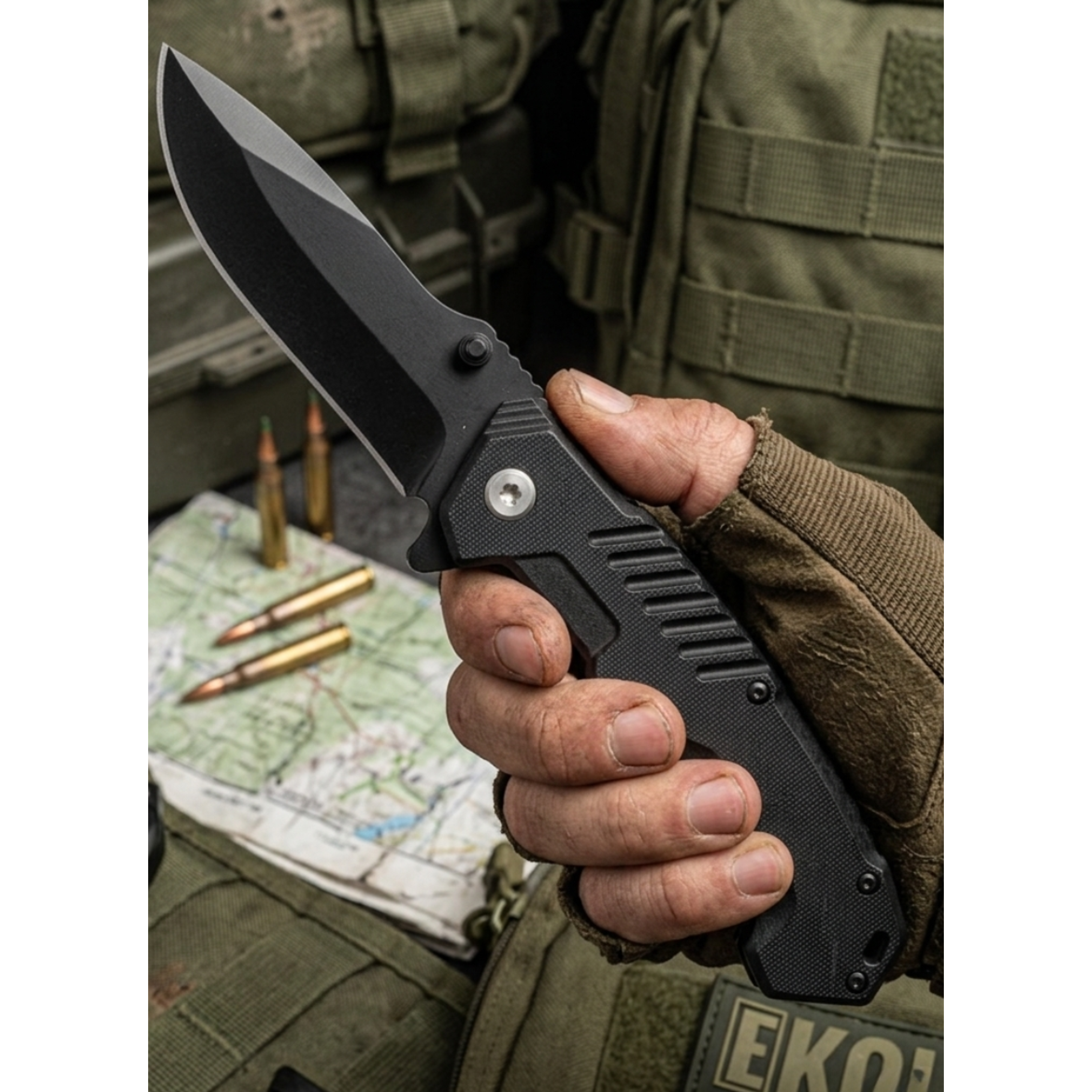 Cuchillo Táctico Militar Plegable 15cm - Navaja Caza Y Pesca 1