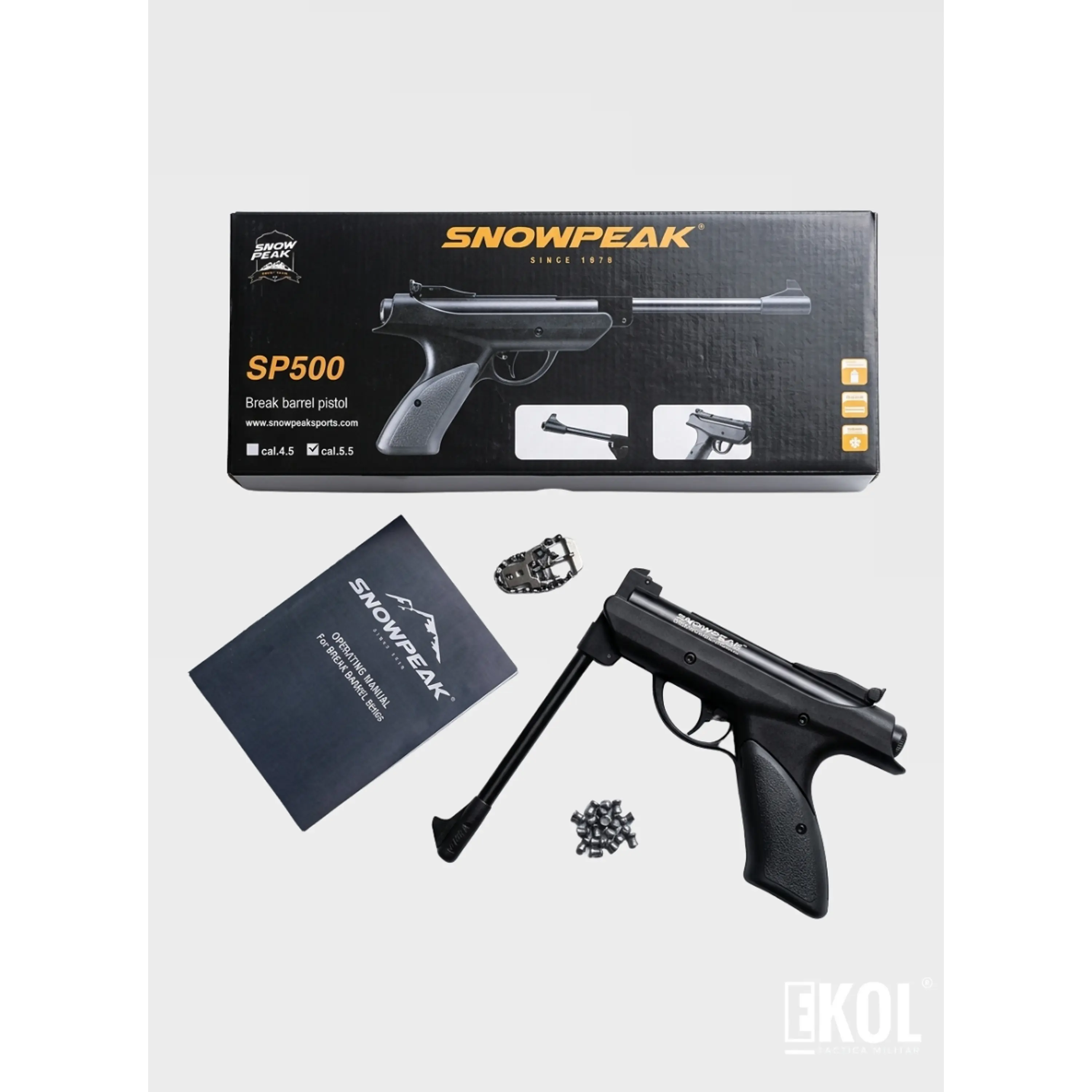 PISTOLA LUGER SNOWPEAK SP500 - RESORTE  CAL. 5.5 MM + POSTONES 7