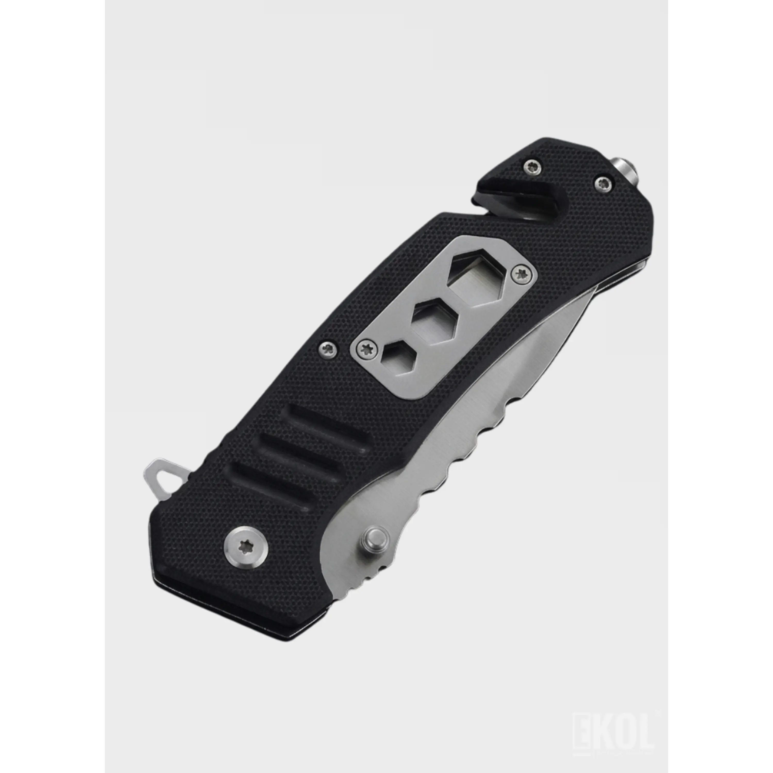 Navaja Táctica Militar 13cm - Cortapluma con Rompe Vidrio y Clip 5