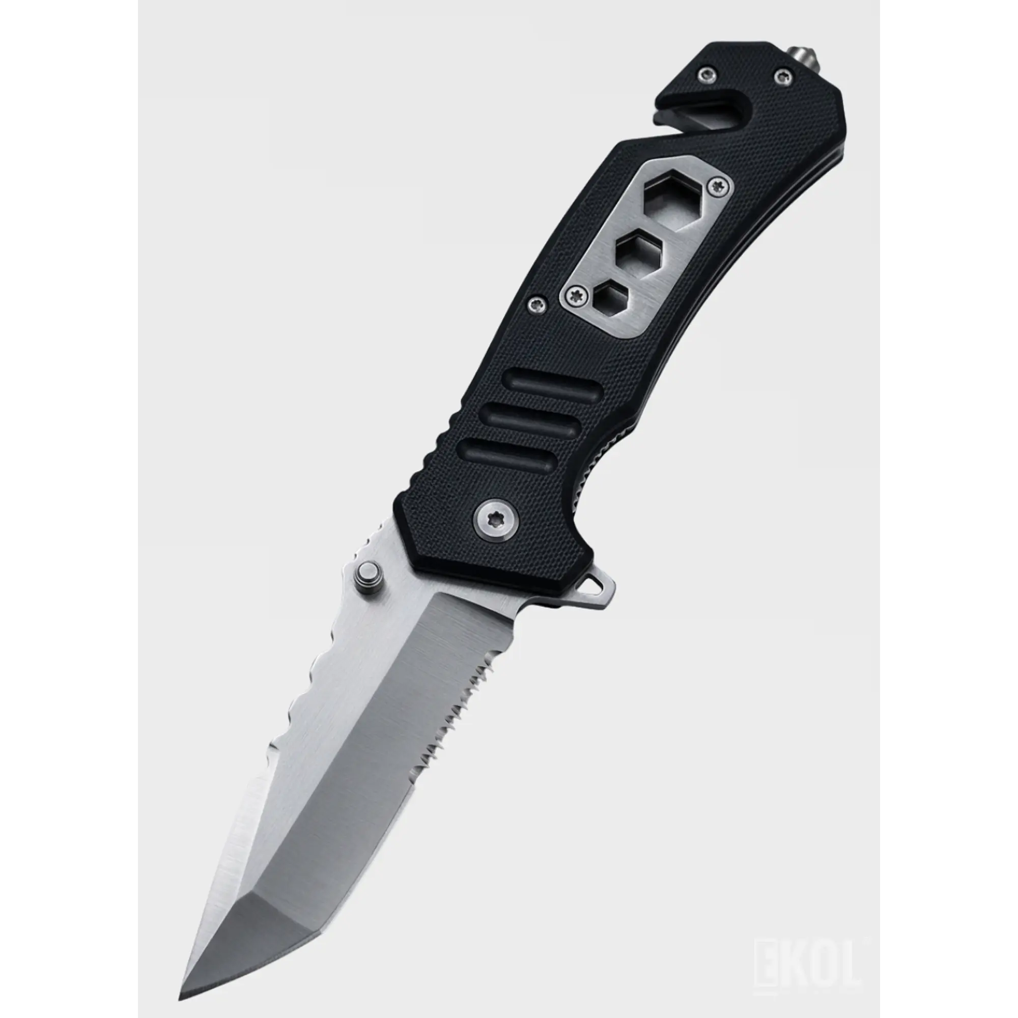Navaja Táctica Militar 13cm - Cortapluma con Rompe Vidrio y Clip 2