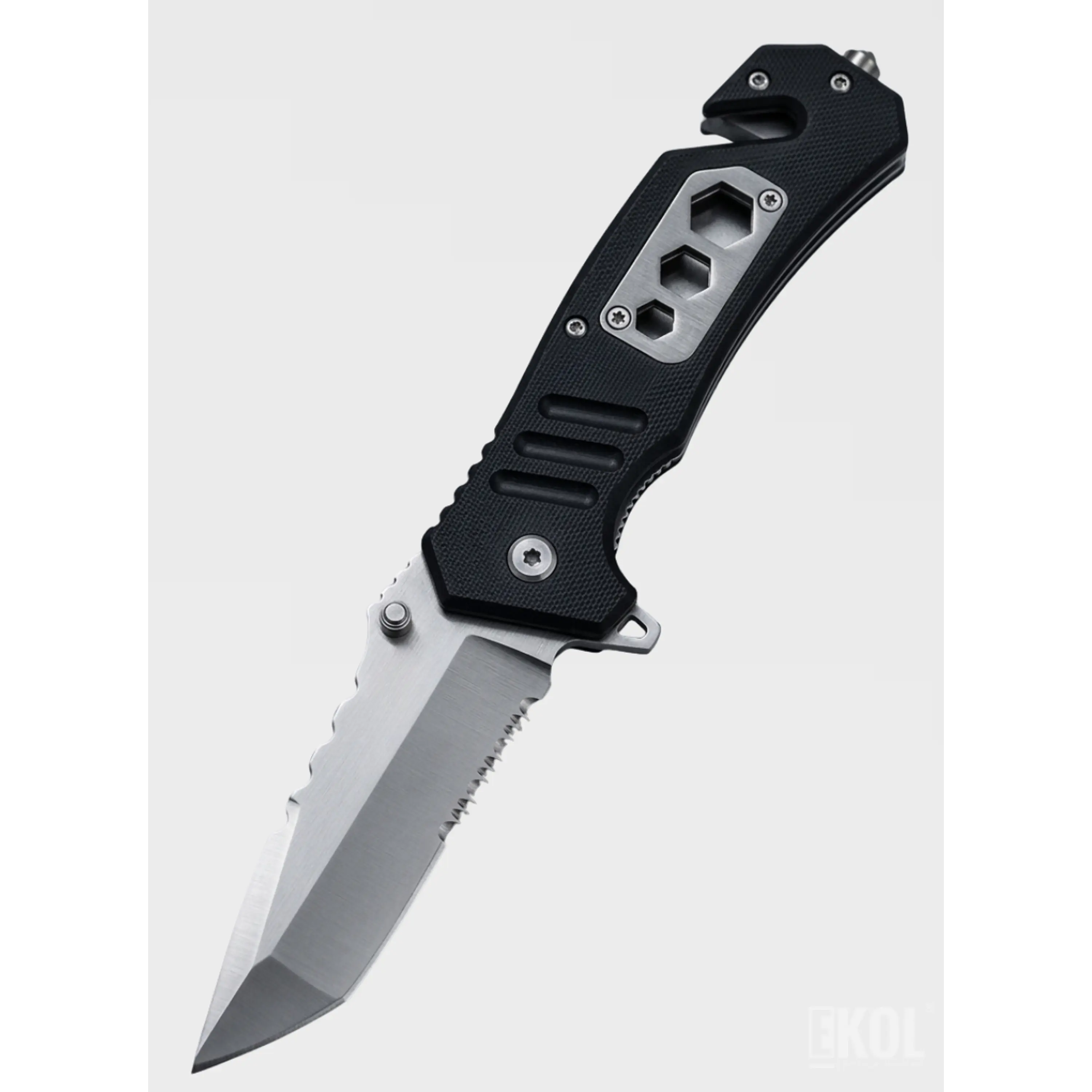 Navaja Táctica Militar 13cm - Cortapluma con Rompe Vidrio y Clip 2