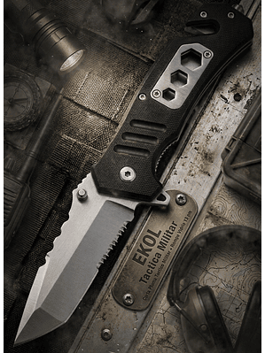 Navaja Táctica Militar 13cm - Cortapluma con Rompe Vidrio y Clip