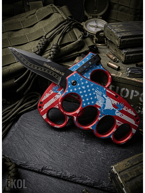 Cuchillo Táctico Bandera USA 20cm - Manopla Y Pedernal 