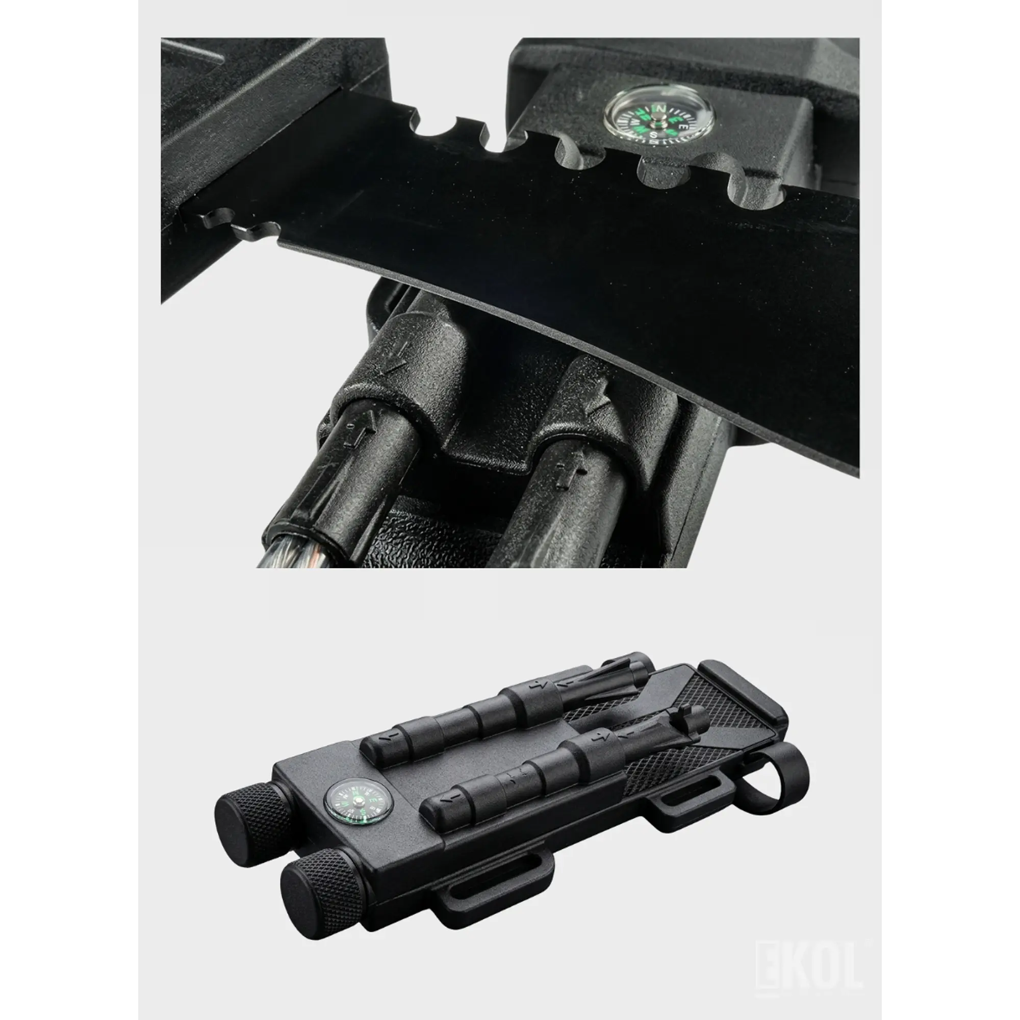 Cuchillo Táctico Militar Manopla Con Pedernal Black 18cm 4