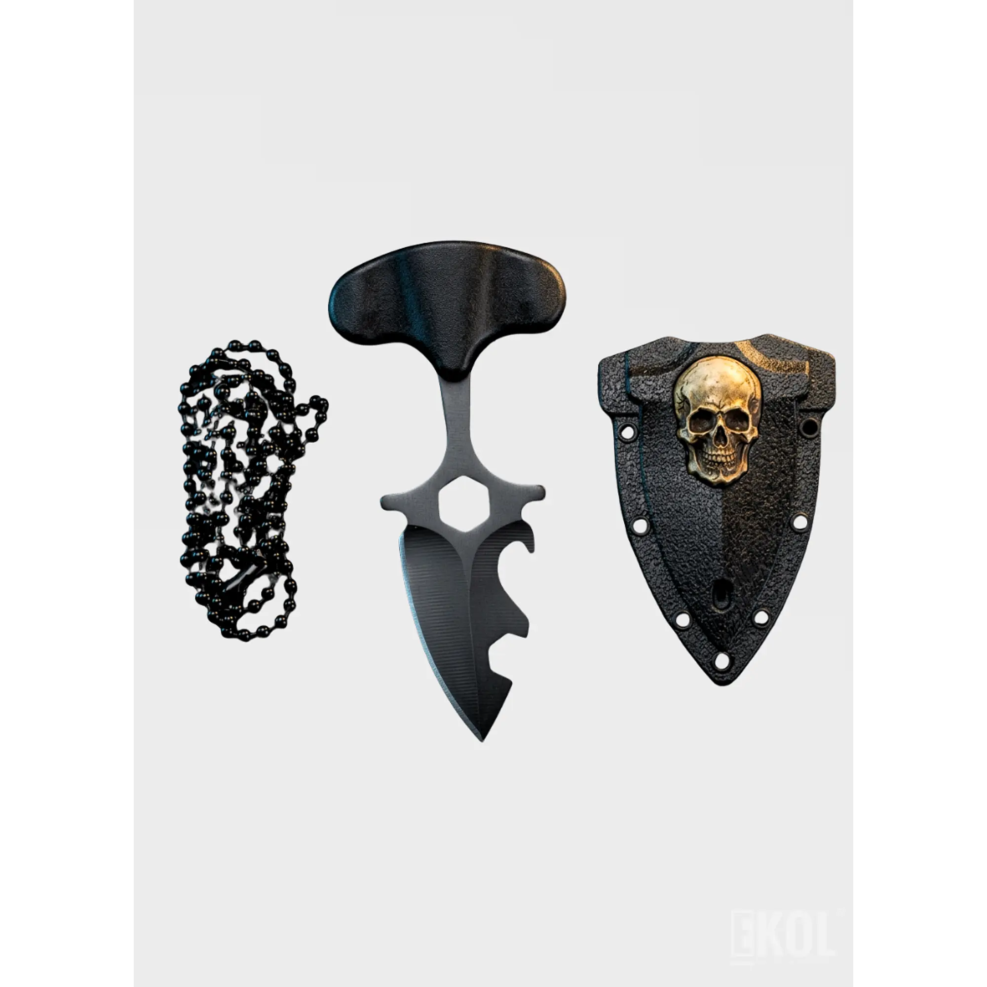 Cuchillo Táctico Militar Full Tang Calavera - Acero 15cm + Funda 5