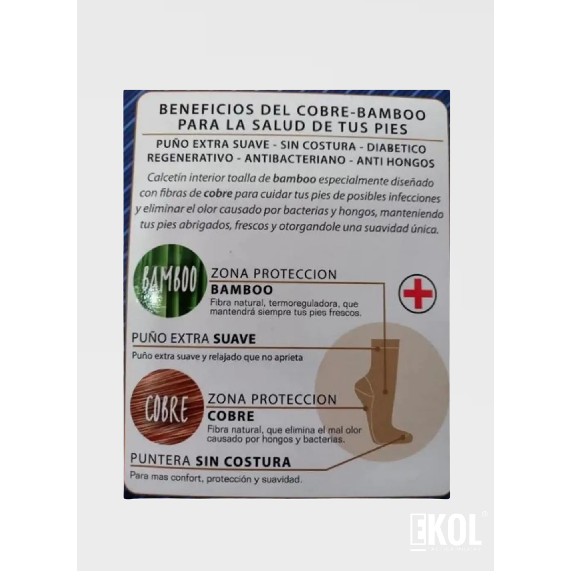 Calcetínes Cobre Bamboo Zaza Puño Extra Suave Interior Toalla Diabético 7