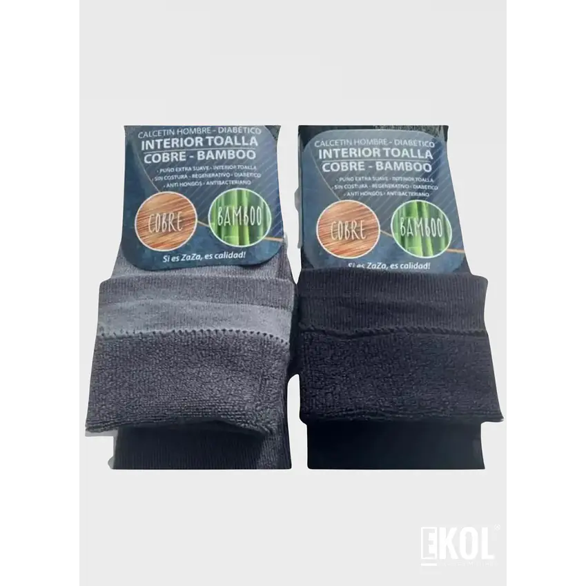 Calcetínes Cobre Bamboo Zaza Puño Extra Suave Interior Toalla Diabético 5