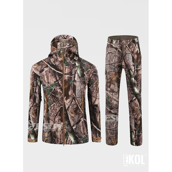 Conjunto Caza Softshell Repelente Agua Chaqueta + Pantalon 4