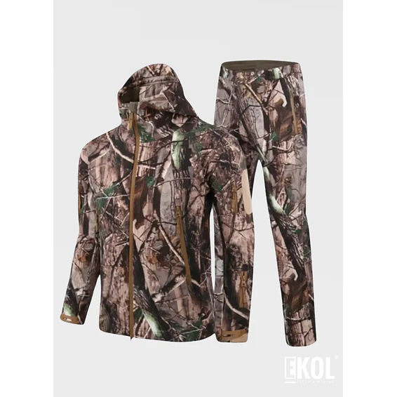 Conjunto Caza Softshell Repelente Agua Chaqueta + Pantalon 5