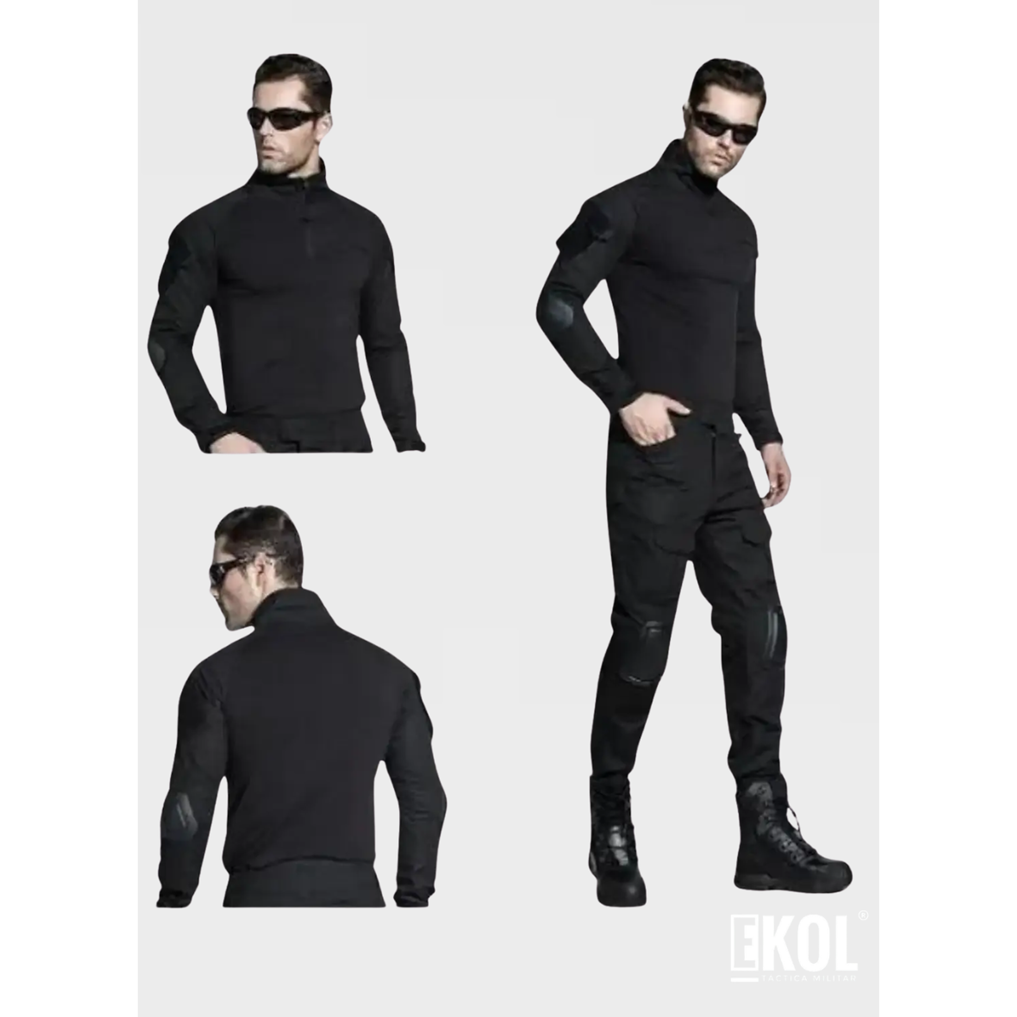 Tenida Comando Militar Tactico Polera + Pantalon + Rodilleras 3