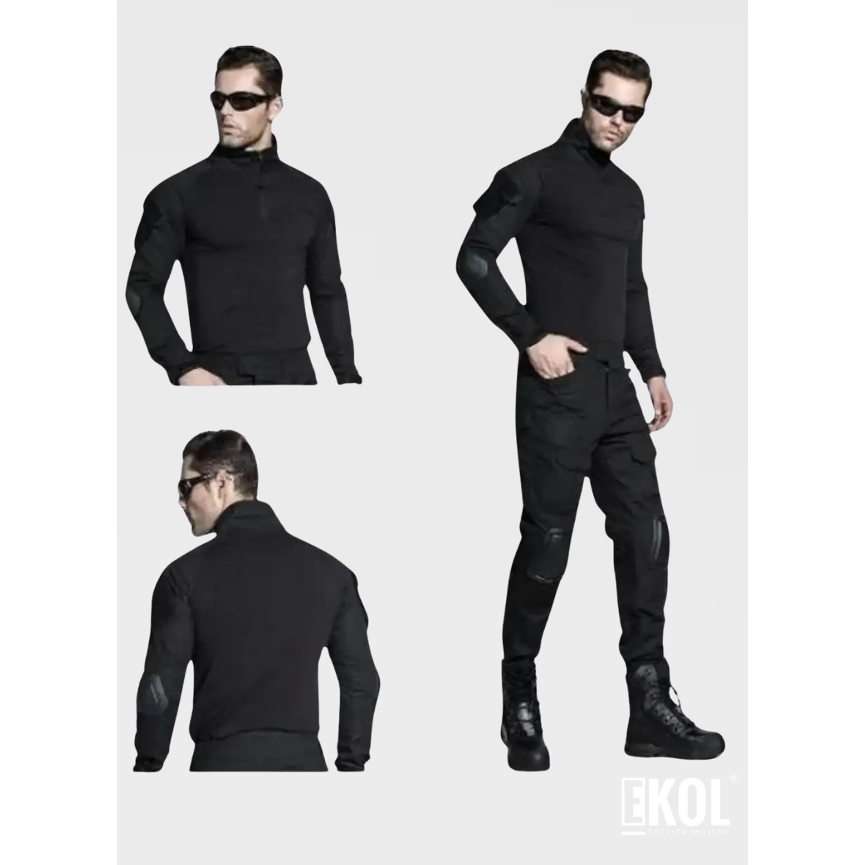 Tenida Comando Militar Tactico Polera + Pantalon + Rodilleras 3