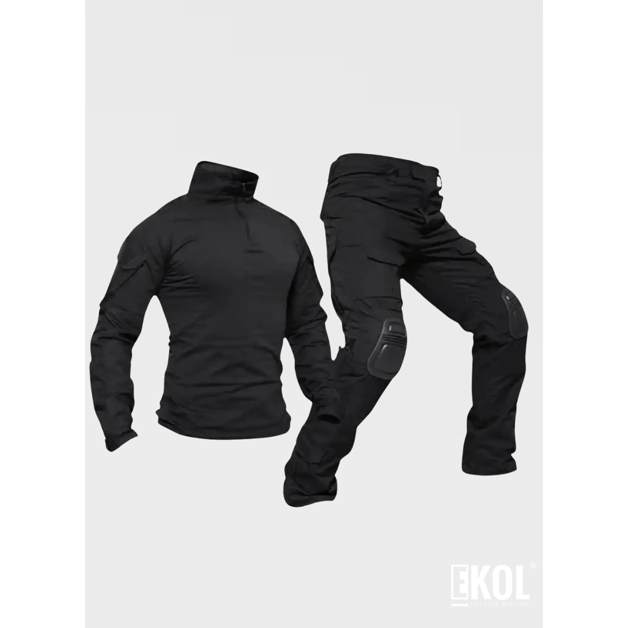 Tenida Comando Militar Tactico Polera + Pantalon + Rodilleras 2