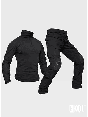 Tenida Comando Militar Tactico Polera + Pantalon + Rodilleras