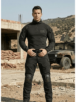 Tenida Comando Militar Tactico Polera + Pantalon + Rodilleras