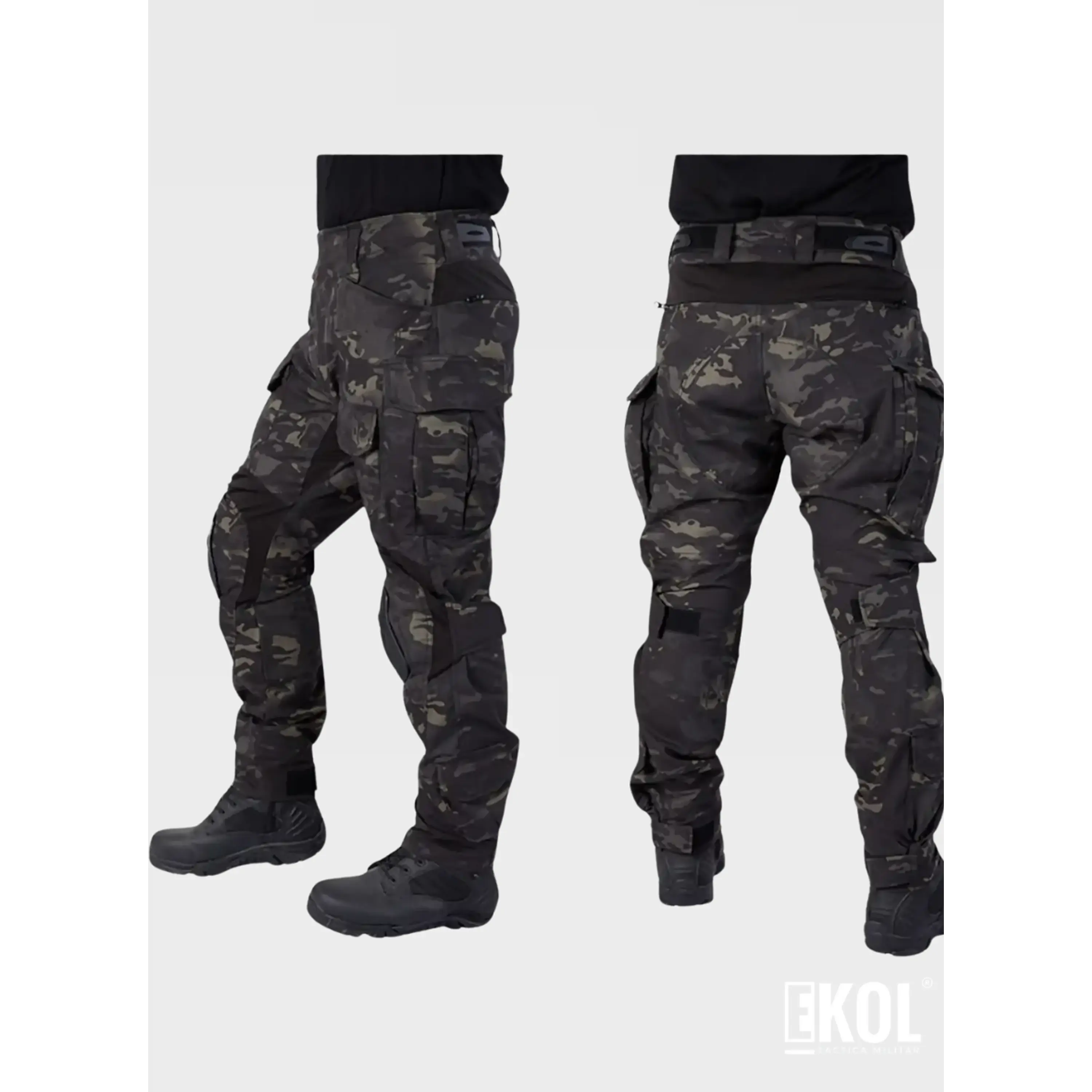 Tenida Completa Militar Tactico Polera + Pantalon + Rodilleras  3