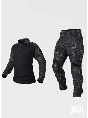 Tenida Completa Militar Tactico Polera + Pantalon + Rodilleras 