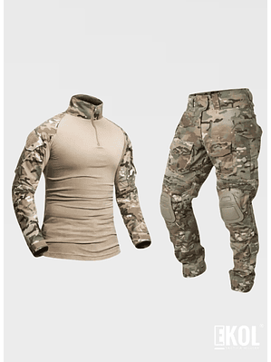 Tenida Completo Militar Tactico Polera + Pantalon + Rodilleras