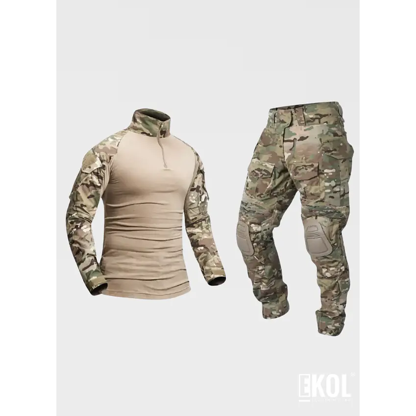 Tenida Completo Militar Tactico Polera + Pantalon + Rodilleras 2