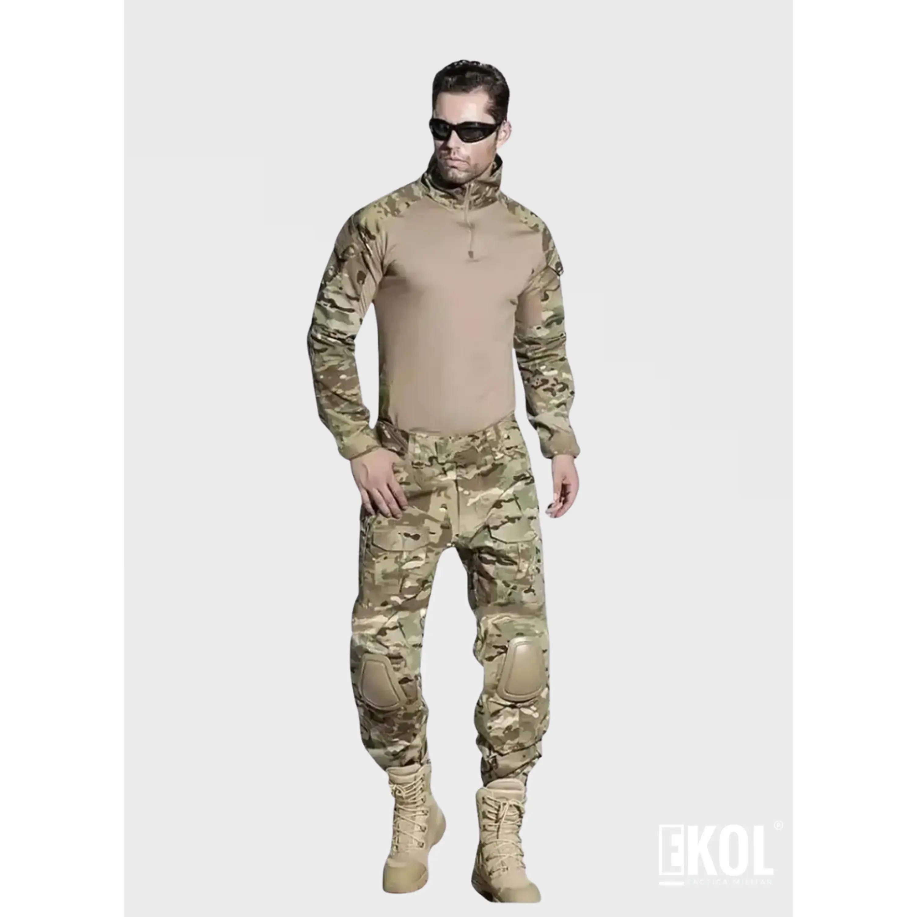 Tenida Completo Militar Tactico Polera + Pantalon + Rodilleras 3