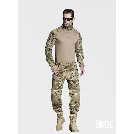 Tenida Completo Militar Tactico Polera + Pantalon + Rodilleras 3