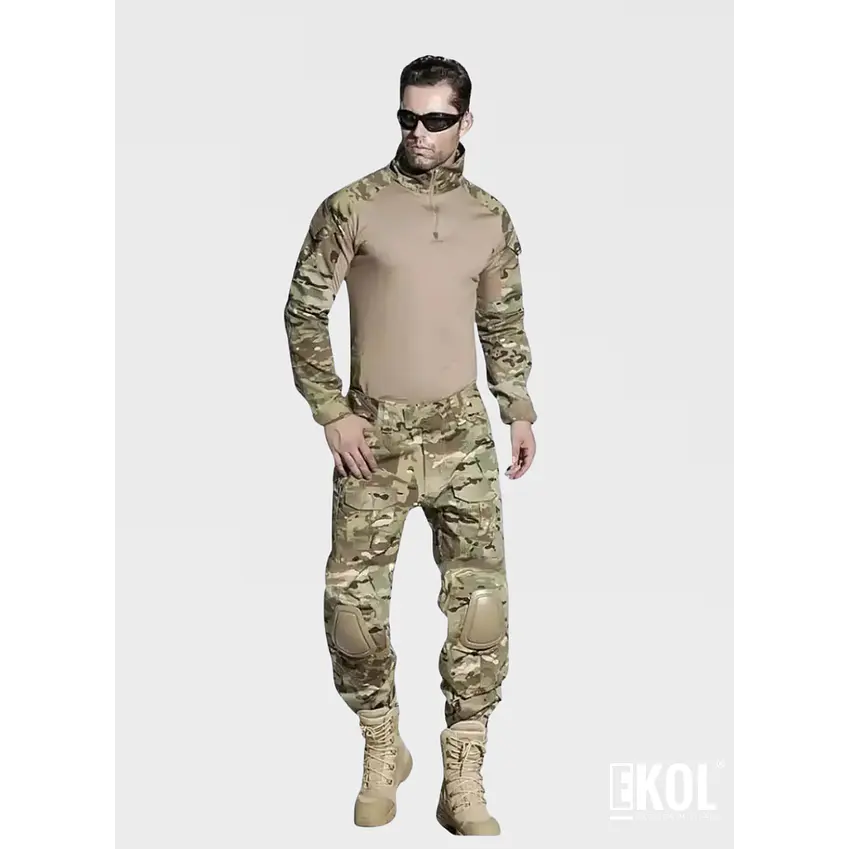 Tenida Completo Militar Tactico Polera + Pantalon + Rodilleras 3