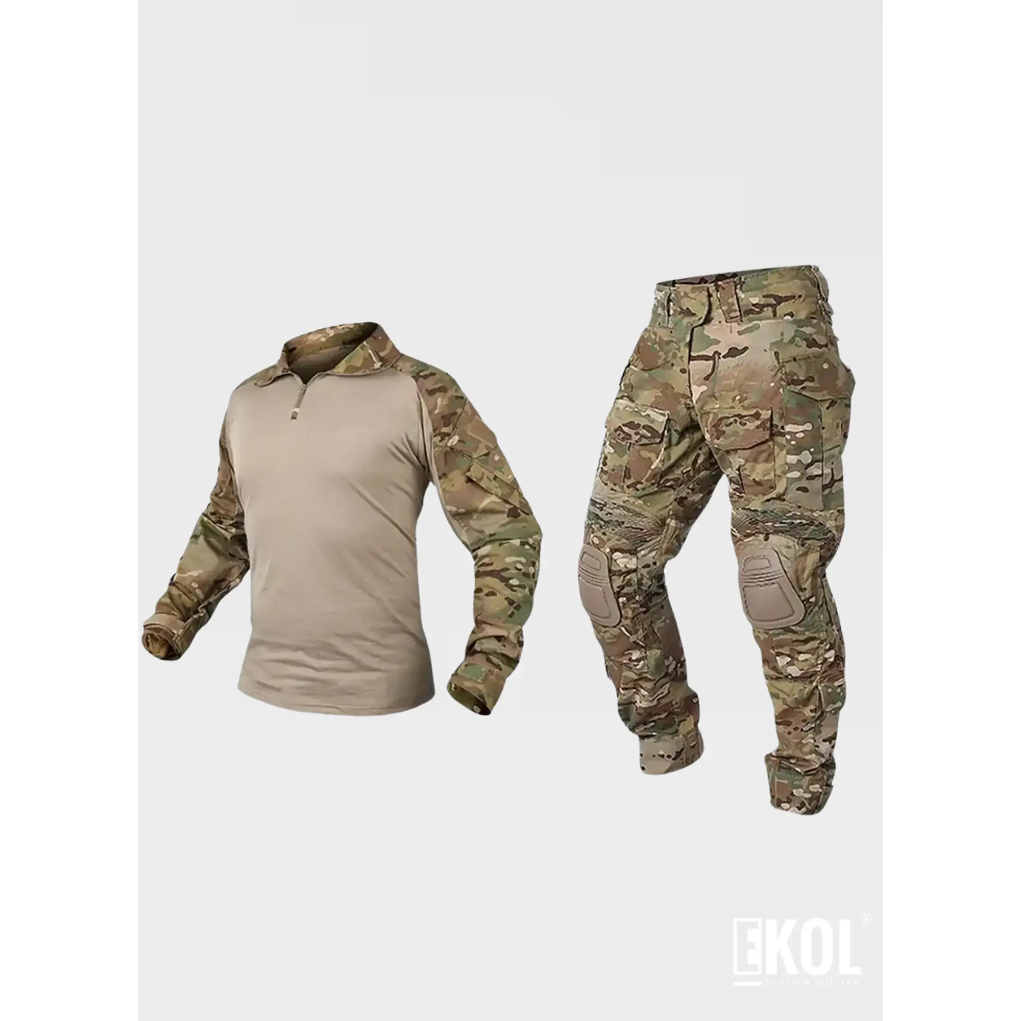 Tenida Completo Militar Tactico Polera + Pantalon + Rodilleras 6