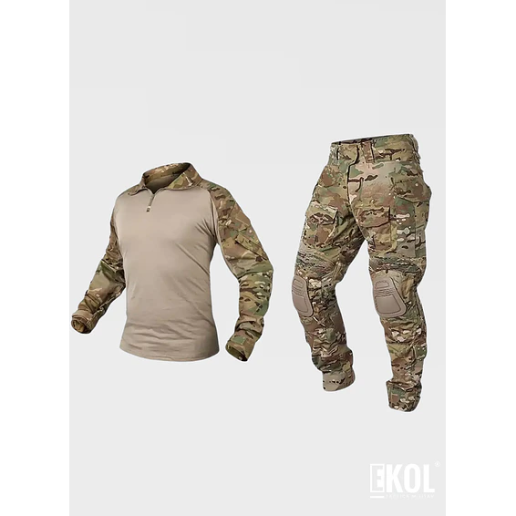 Tenida Completo Militar Tactico Polera + Pantalon + Rodilleras 6