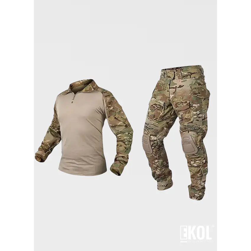 Tenida Completo Militar Tactico Polera + Pantalon + Rodilleras 6