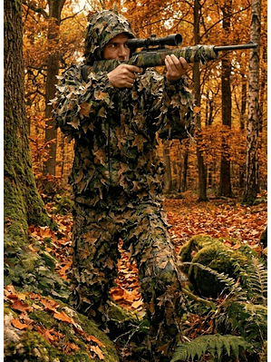 Traje Camuflaje Ghillie 3D Hojas Woodland Camuflaje Airsoft