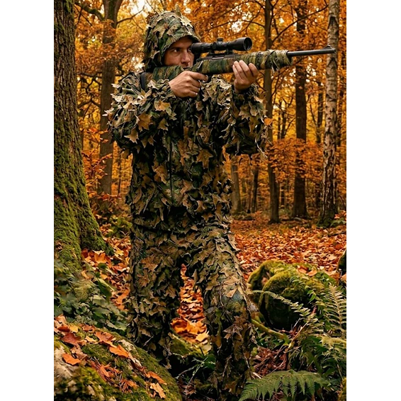 Traje Camuflaje Ghillie 3D Hojas Woodland Camuflaje Airsoft 1