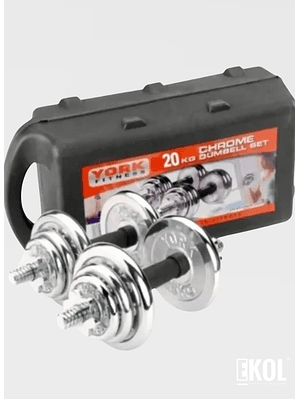 Set Mancuerna pesas Ajustables 20kg  Acero Cromado