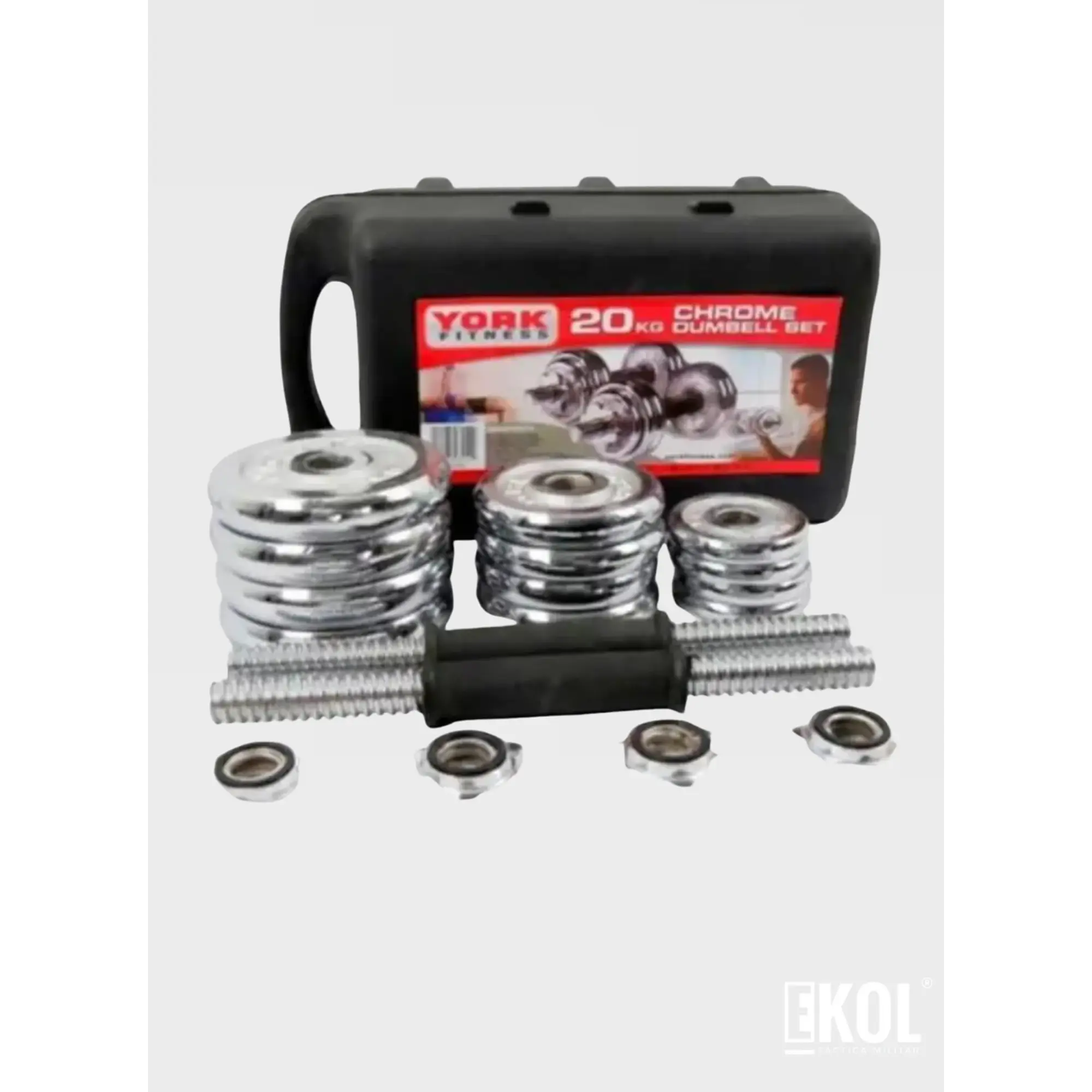 Set Mancuerna pesas Ajustables 20kg  Acero Cromado 4