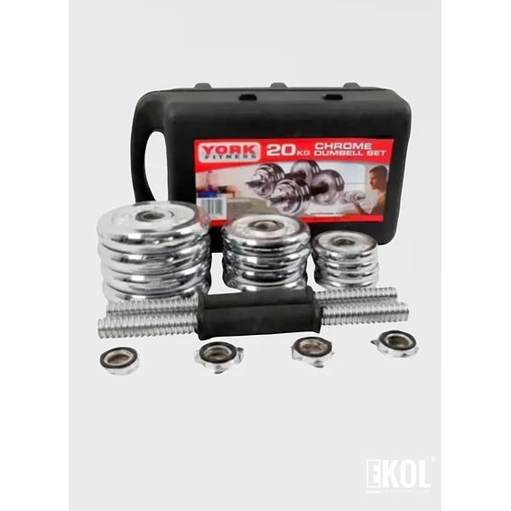 Set Mancuerna pesas Ajustables 20kg  Acero Cromado 4