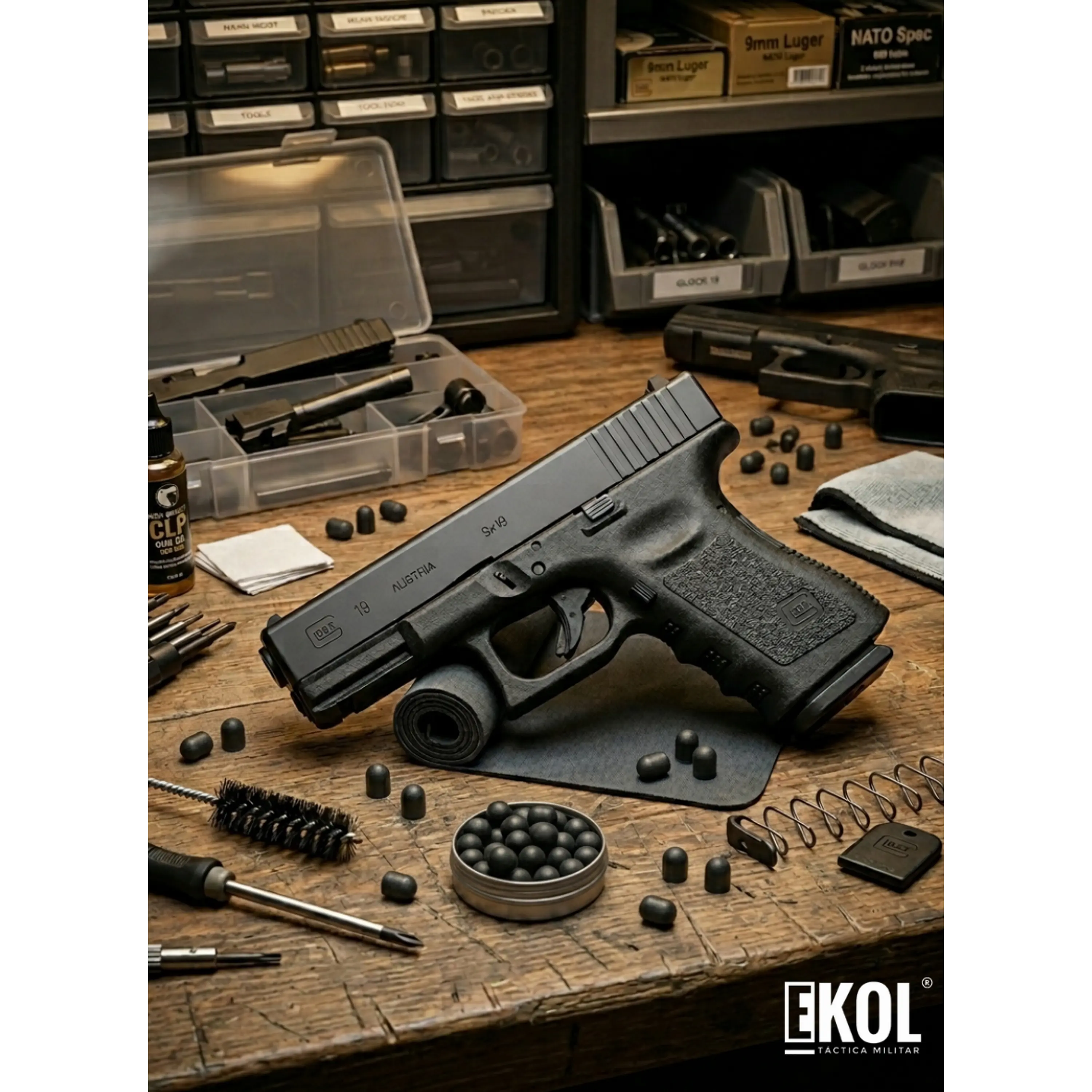 Pistola Airsoft Cal 6mm GLOCK 19 Gen4 BLOWBACK Green Gas 1